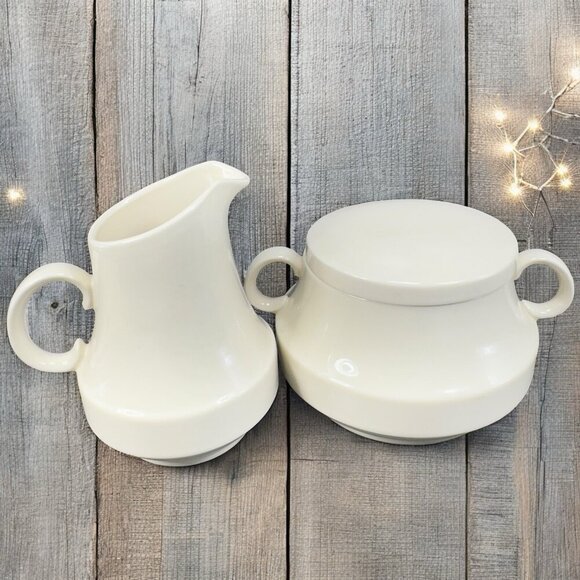 Lord Nelson Ware Tan Fine Porcelain Sugar And Creamer Set Kitchenware Vintage - Picture 2 of 16